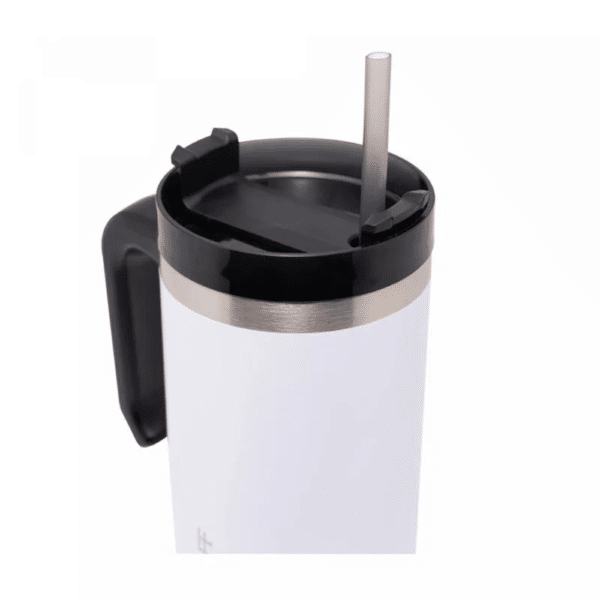 Caneca Térmica Parede Dupla SlimTerm com Base Ergonômica e Canudo Branca 890ml Wolff - Image 2